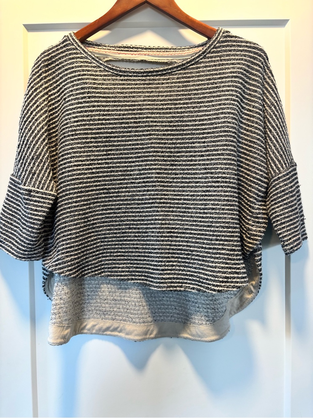Deletta Striped Knit Drop-Shoulder Sweater - Gray/White